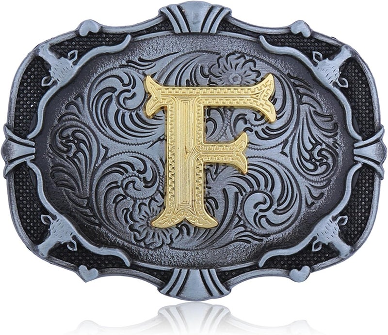 Btilasif Store Kids Western Cowboy Texas Rodeo Belt Buckle for Boys Girls, Initial Letters A to Z Belt Buckles for Men - Image 1